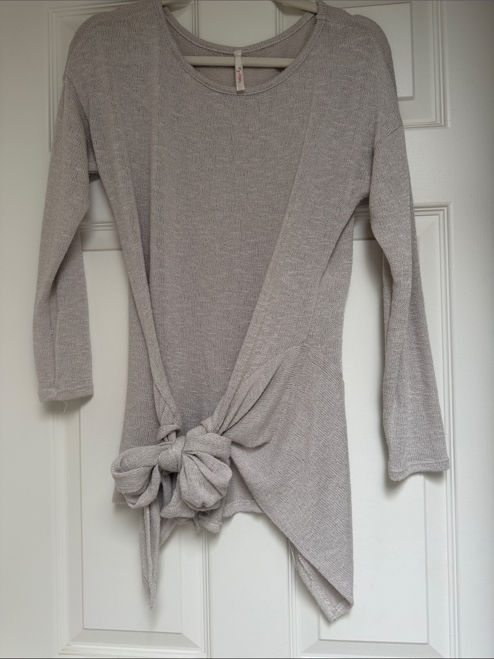 Light Gray Tie-Front Women's Top